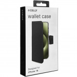 Celly Wally Wallet Case iPhone 16 Svart Celly Wally Wallet Case iPhone 16 Svart