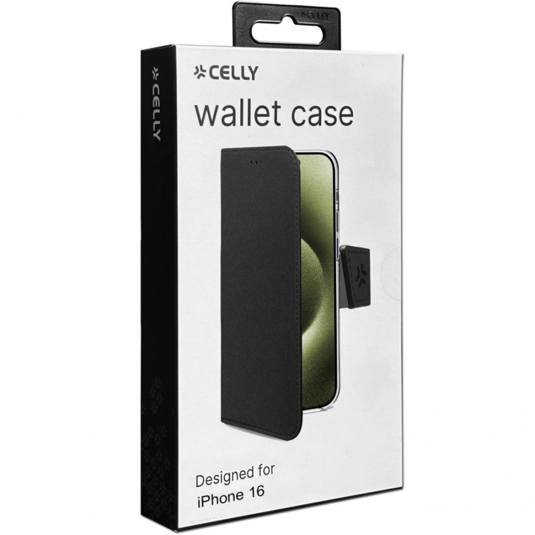 Celly Wally Wallet Case iPhone 16 Svart Celly Wally Wallet Case iPhone 16 Svart