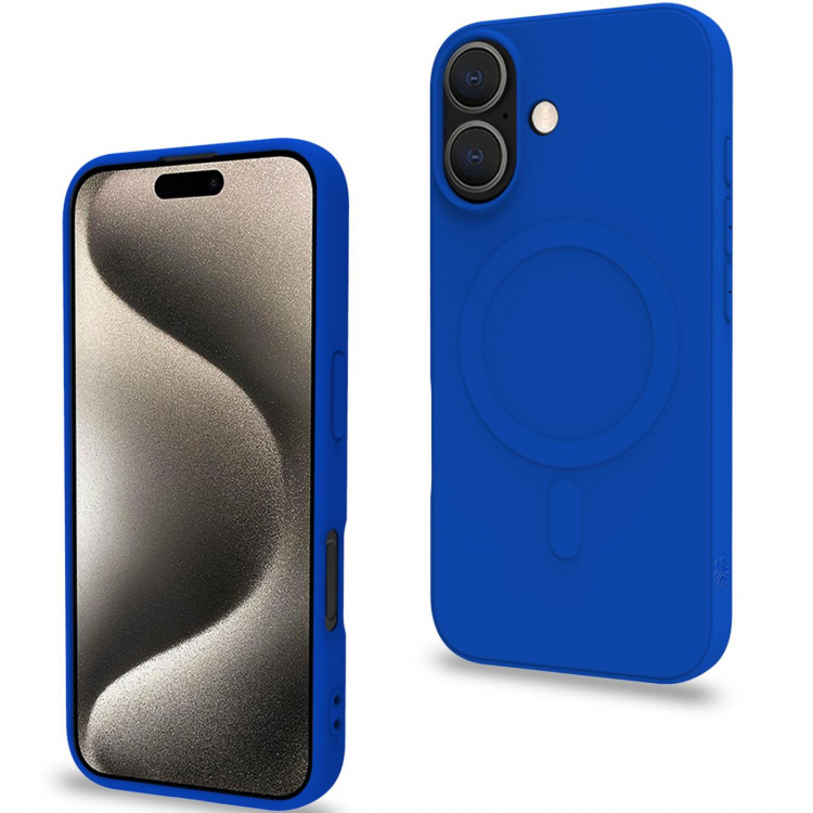 Celly Cromomag Magnetic Soft rubber case MagSafe iPhone 16 Blå
