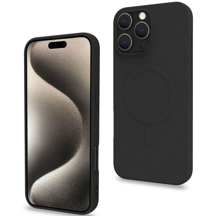 Celly Cromomag Magnetic Soft rubber case MagSafe iPhone 16 Pro Max Svart