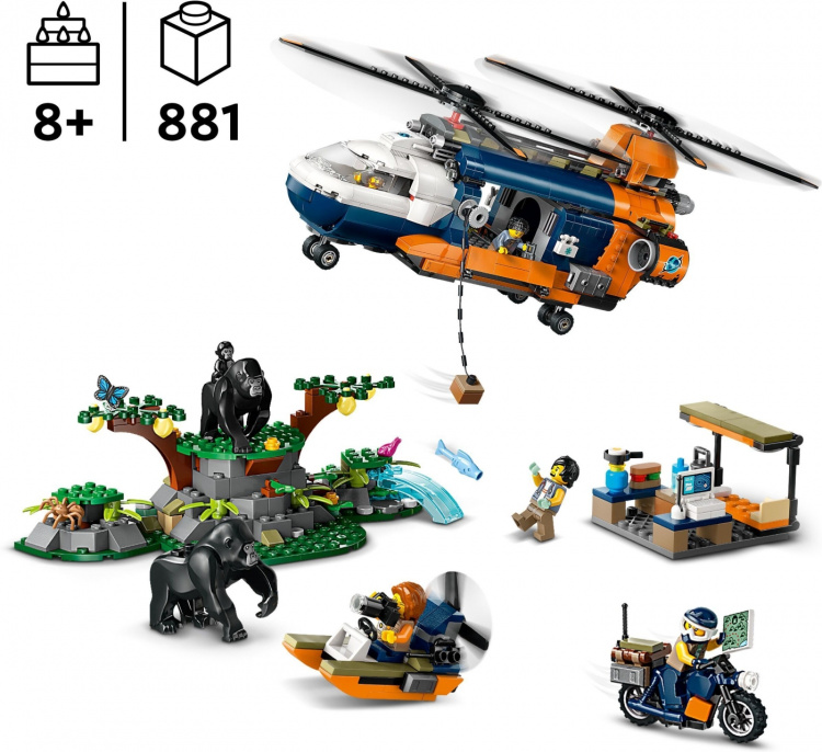 LEGO City Verkenning 60437 - Jungle Verkenner helikopter in kamp