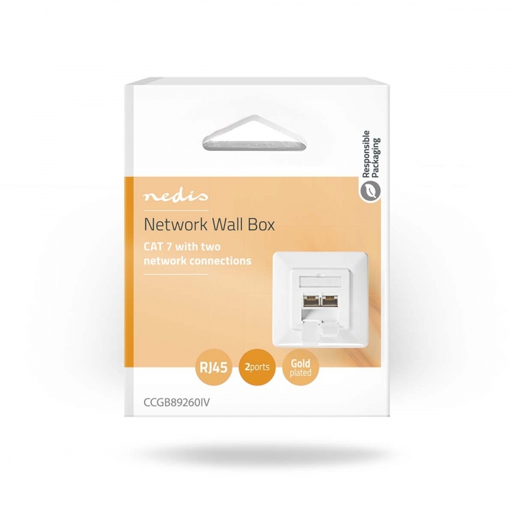 Nedis Netwerk Wanddoos | Verzonken montage | 2 poort(en) | CAT7 | Recht | Female | Goud Verguld | PVC | Ivoor | Doos Nedis Netwerk Wanddoos | Verzonken montage | 2 poort(en) | CAT7 | Recht | Female | Goud Verguld | PVC | Ivoor | Doos