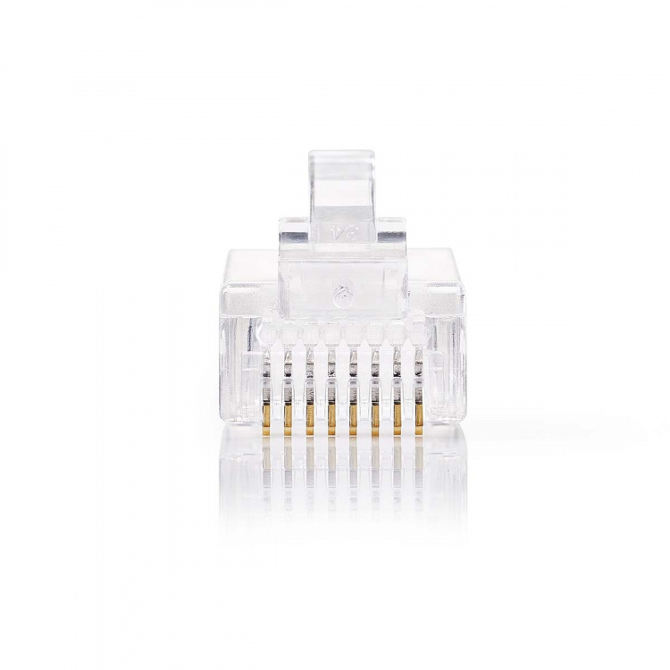 Nedis RJ45-Connector | Male | Stranded UTP CAT5 | Recht | Verguld | 10 Stuks | Polycarbonate | Transparant | Doos