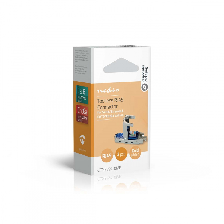 Nedis RJ45-Connector | Male | CAT6 / CAT6a | Recht | Verguld | 2 Stuks | Metaal | Blauw / Grijs | Doos Nedis RJ45-Connector | Male | CAT6 / CAT6a | Recht | Verguld | 2 Stuks | Metaal | Blauw / Grijs | Doos