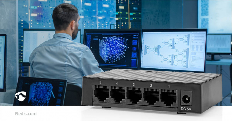 Nedis Netwerk-Switch | Bekabelde snelheid: Gigabit | Aantal ethernetpoorten: 5