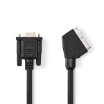 Nedis SCART-Kabel | SCART Male | VGA Female 15p | Vernikkeld | 480p | 2.00 m | Rond | PVC | Zwart | Label Nedis SCART-Kabel | SCART Male | VGA Female 15p | Vernikkeld | 480p | 2.00 m | Rond | PVC | Zwart | Label
