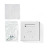 Nedis Netwerk Wanddoos | Opbouwmontage | 2 poort(en) | UTP CAT6 | Recht | Female | Goud Verguld | PVC | Wit | Doos