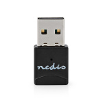 Nedis Netwerk-Dongel | Wi-Fi | AC600 | 2.4/5 GHz (Dual Band) | USB2.0 | Wi-Fi-snelheid totaal: 600 Mbps | Windows 10 / Windows 11 / Windows 8