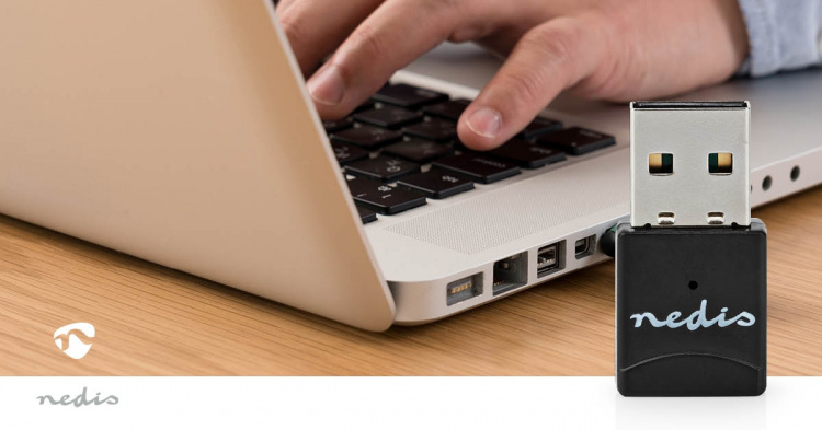 Nedis Netwerk-Dongel | Wi-Fi | AC600 | 2.4/5 GHz (Dual Band) | USB2.0 | Wi-Fi-snelheid totaal: 600 Mbps | Windows 10 / Windows 11 / Windows 8