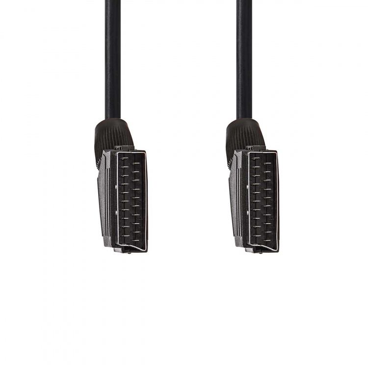 Nedis SCART-Kabel | SCART Male | SCART Male | Vernikkeld | 480p | 1.50 m | Rond | PVC | Zwart | Label