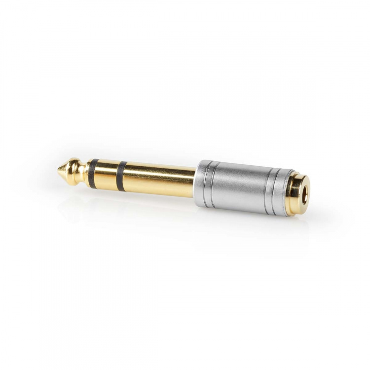 Nedis Stereo-Audioadapter | 6,35 mm Male | 3,5 mm Female | Verguld | Recht | Metaal | Zilver | 1 Stuks | Doos Nedis Stereo-Audioadapter | 6,35 mm Male | 3,5 mm Female | Verguld | Recht | Metaal | Zilver | 1 Stuks | Doos