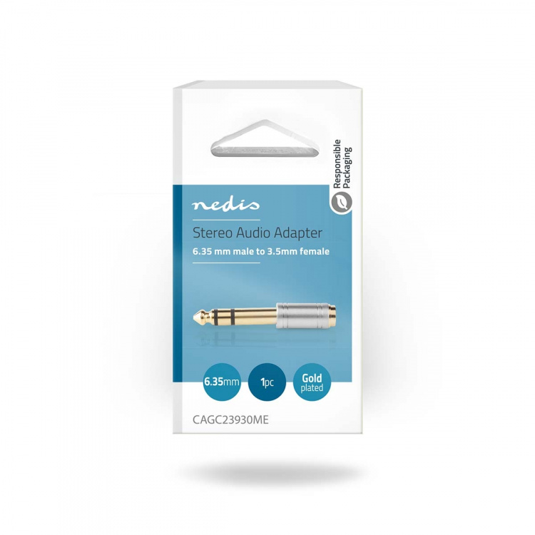 Nedis Stereo-Audioadapter | 6,35 mm Male | 3,5 mm Female | Verguld | Recht | Metaal | Zilver | 1 Stuks | Doos Nedis Stereo-Audioadapter | 6,35 mm Male | 3,5 mm Female | Verguld | Recht | Metaal | Zilver | 1 Stuks | Doos