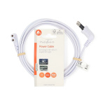 Nedis Stroomkabel | Euro Male | IEC-320-C7 | Gehoekt | Links Gehoekt | Vernikkeld | 2.00 m | Plat | PVC | Wit | Label