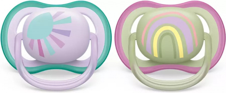 Philips Avent SCF085/59 Ultra Air spenen 0-6 maanden, 2 stuks, regenboog