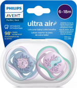 Philips Avent SCF085/61 Ultra Air spenen 6-18 maanden, 2 stuks, zeepaardje