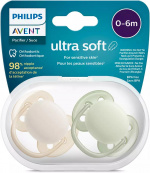 Philips Avent SCF091/05 Ultra Soft-spenen, 0-6 maanden, 2 stuks, neutraal