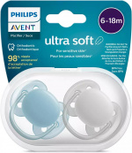 Philips Avent SCF091/17 Ultra Soft-spenen, 6-18 maanden, 2 stuks, blauw