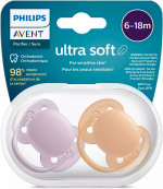Philips Avent SCF091/33 Ultra Soft-spenen, 6-18 maanden, 2 stuks, roodachtig