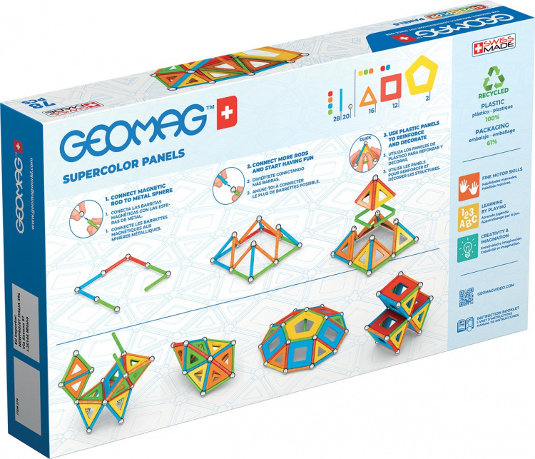 Geomag Super Kleurrijke Magnetische Bouwset, 78 stuks