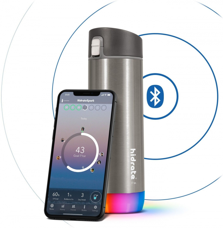 HidrateSpark PRO Chug Water bottle, 0,62 L, zilver