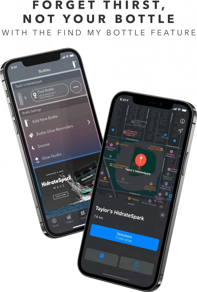 HidrateSpark PRO Chug Water bottle, 0,95 L, zilver