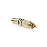 Nedis RCA-Connector | Recht | Male | Verguld | Soldeer | Diameter kabelinvoer: 7.0 mm | Metaal | Zwart | 10 Stuks | Envelop