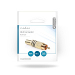 Nedis RCA-Connector | Recht | Male | Verguld | Soldeer | Diameter kabelinvoer: 7.0 mm | Metaal | Zwart | 10 Stuks | Envelop