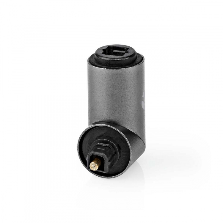 Nedis TosLink-Adapter | Toslink Female | TosLink Male | 90° Gehoekt | Aluminium | Gun Metal Grijs | 1 Stuks | Doos