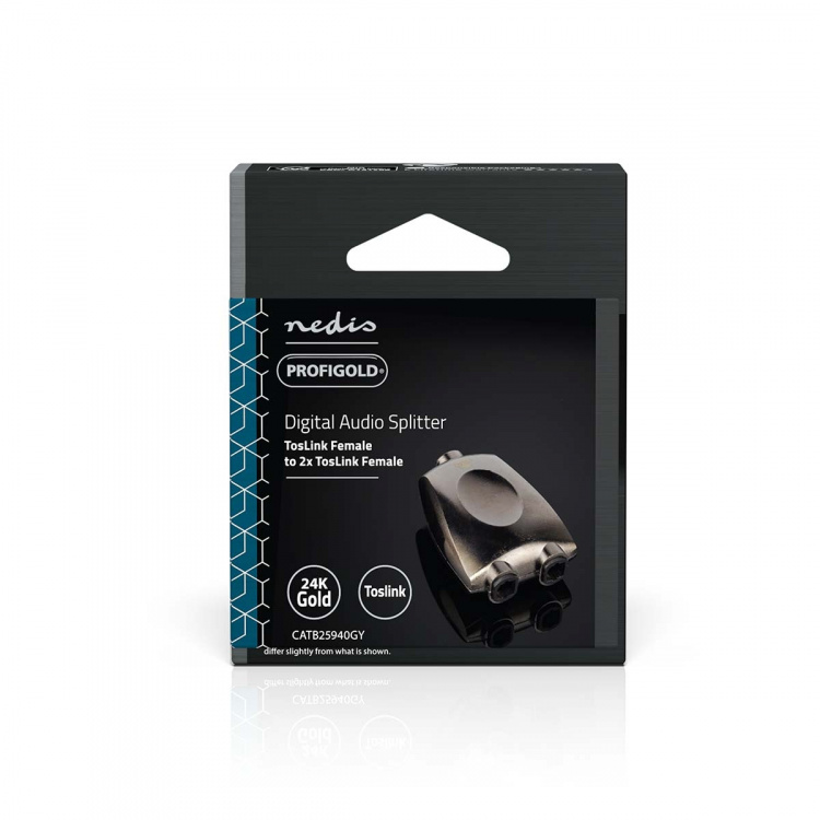 Nedis TosLink-Adapter | Toslink Female | 2x TosLink Female | Splitter | Aluminium | Gun Metal Grijs | 1 Stuks | Doos