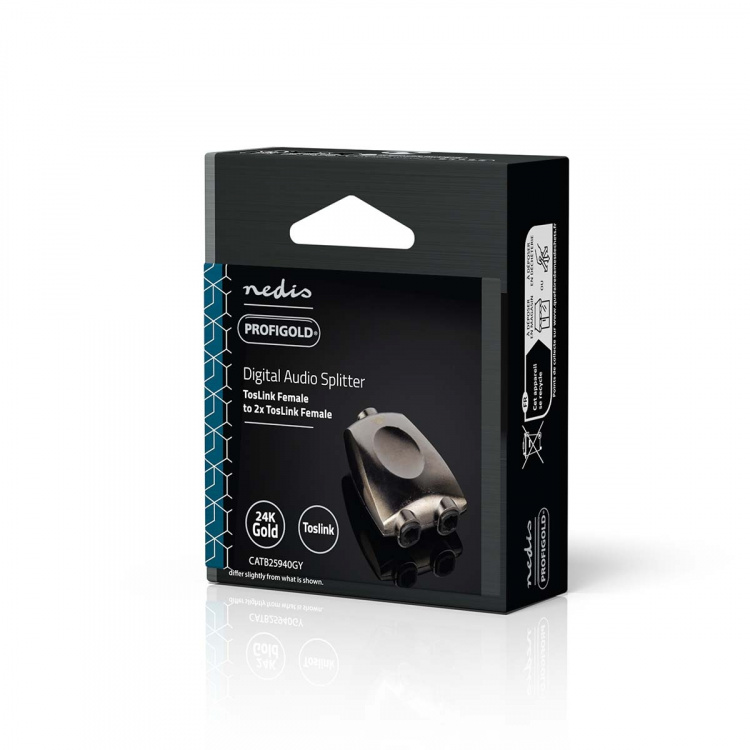 Nedis TosLink-Adapter | Toslink Female | 2x TosLink Female | Splitter | Aluminium | Gun Metal Grijs | 1 Stuks | Doos