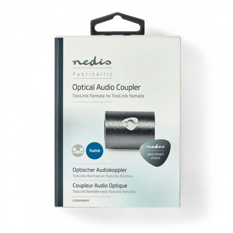 Nedis TosLink-Adapter | Toslink Female | Toslink Female | Recht | Metaal | Gun Metal Grijs | 1 Stuks | Doos