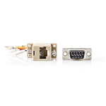 Nedis Seriële Adapter | Adapter | D-SUB 9-Pins Female | RJ45 Female | Vernikkeld | Ivoor | Doos