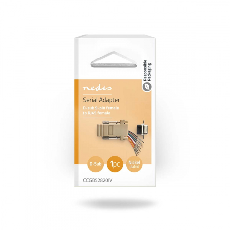 Nedis Seriële Adapter | Adapter | D-SUB 9-Pins Female | RJ45 Female | Vernikkeld | Ivoor | Doos