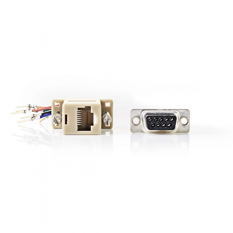 Nedis Seriële Adapter | Adapter | D-SUB 9-Pins Male | RJ45 Female | Vernikkeld | Ivoor | Doos