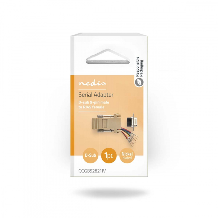Nedis Seriële Adapter | Adapter | D-SUB 9-Pins Male | RJ45 Female | Vernikkeld | Ivoor | Doos