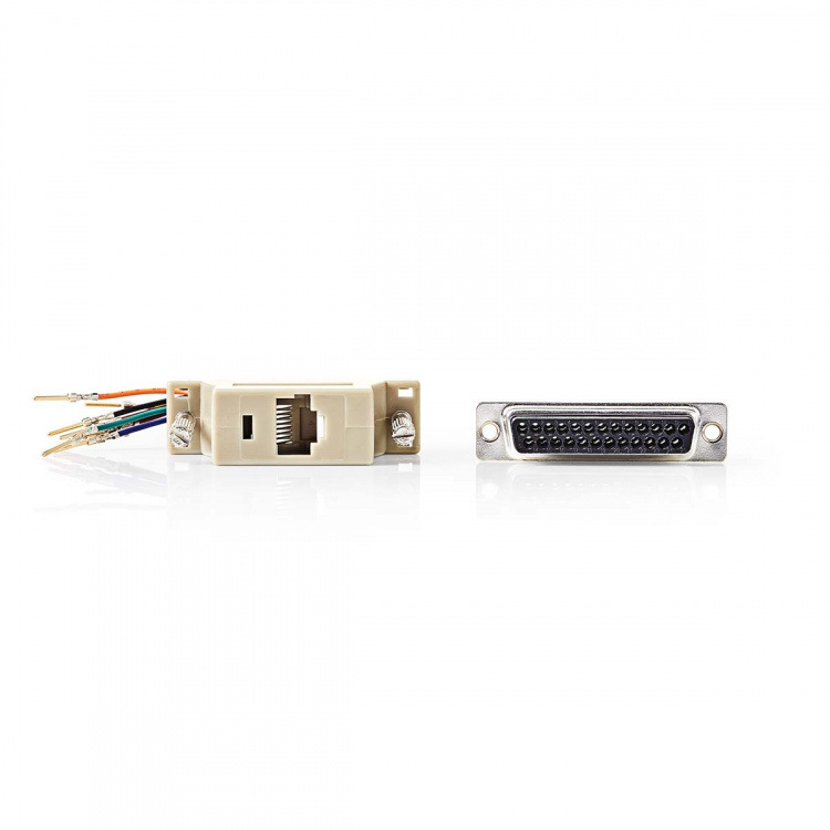 Nedis Seriële Adapter | Adapter | D-SUB 25-Pins Female | RJ45 Female | Vernikkeld | ABS | Ivoor | Doos Nedis Seriële Adapter | Adapter | D-SUB 25-Pins Female | RJ45 Female | Vernikkeld | ABS | Ivoor | Doos