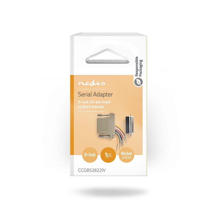 Nedis Seriële Adapter | Adapter | D-SUB 25-Pins Female | RJ45 Female | Vernikkeld | ABS | Ivoor | Doos Nedis Seriële Adapter | Adapter | D-SUB 25-Pins Female | RJ45 Female | Vernikkeld | ABS | Ivoor | Doos