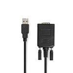 Nedis RS232-Converter | USB-A Male | RS232 | Vernikkeld | 0.90 m | Rond | PVC | Zwart | Doos