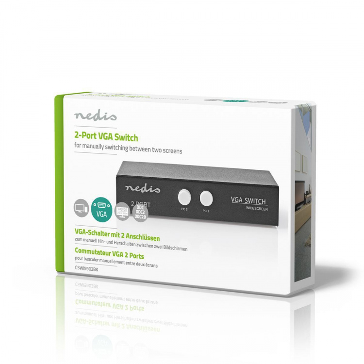 Nedis VGA-Switch | 2 poort(en) | Maximale resolutie: 2560x1600 | 500 mHz