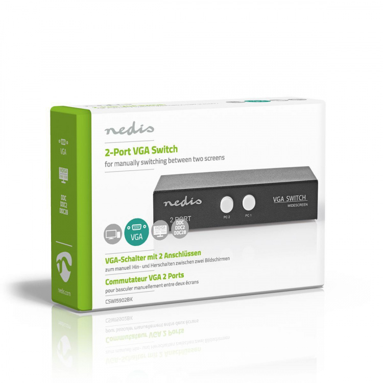 Nedis VGA-Switch | 2 poort(en) | Maximale resolutie: 2560x1600 | 500 mHz