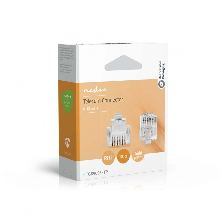 Nedis Telecom-Connector | Type Aansluiting: RJ12 | Recht | Connectorplating: Goud Verguld | PVC | Transparant