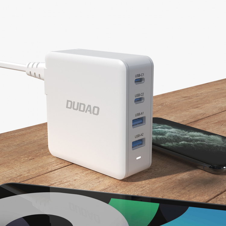 Dudao A100EU Adapter 100Watt GaN 2xUSB-C + 2xUSB-A