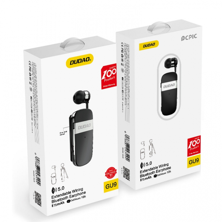 Dudao GU9 Extendable Wiring Bluetooth Earphone Black