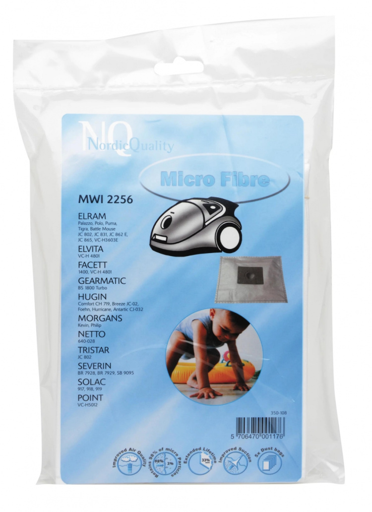 Nordic Quality MWI 2256 Dammsugarpåsar, 5 st