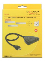 DeLOCK HDMI UHD Switch 3xHDMI>1xHDMI out 4K integrated cable 50 cm