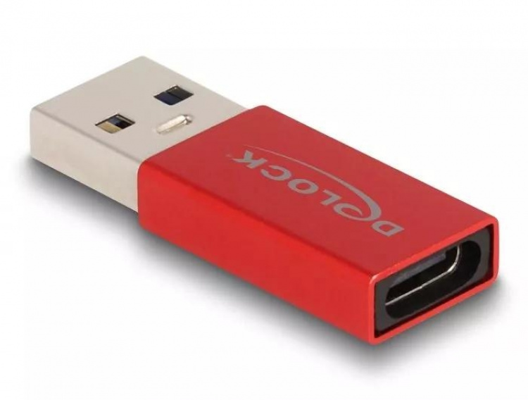 DeLOCK USB 10 Gbps USB Type-A male to USB Type-C active female red