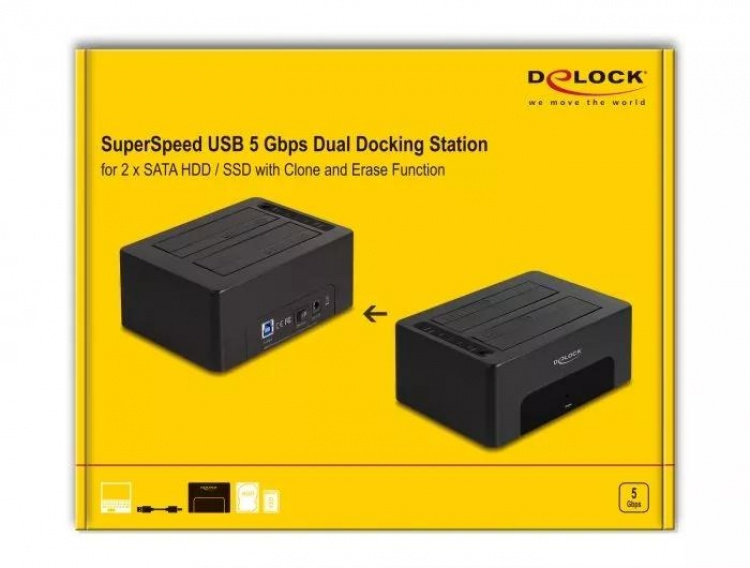 DeLOCK Dual Docking Station for 2 x SATA HDD / SSD