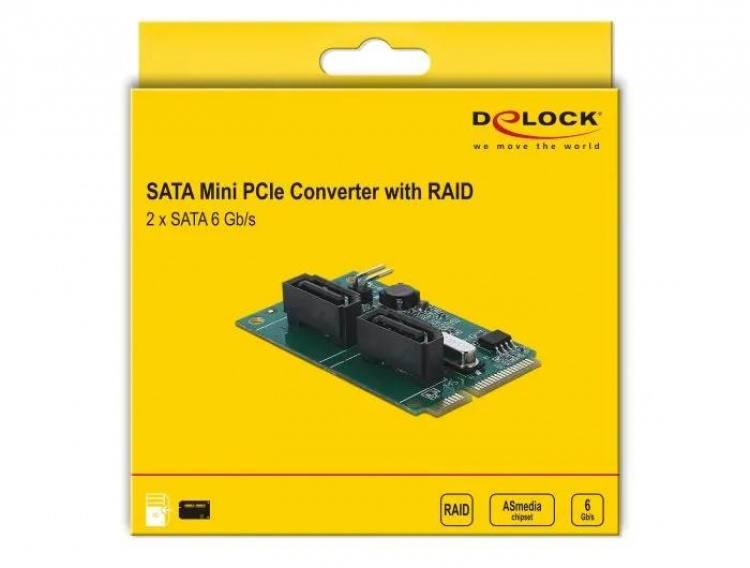 DeLOCK Mini PCIe naar 2 x SATA-omzetter met RAID DeLOCK Mini PCIe naar 2 x SATA-omzetter met RAID