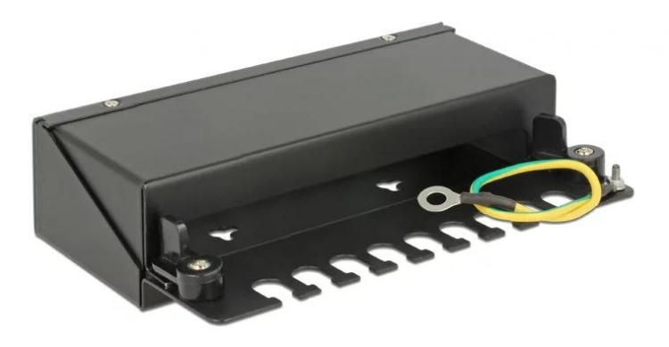 DeLOCK Patch panel, 8 ports, for keystone modules, shielded, black