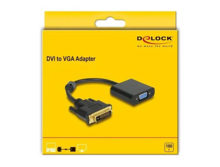 DeLOCK Adapter DVI-D 24+1 male > VGA female black DeLOCK Adapter DVI-D 24+1 male > VGA female black